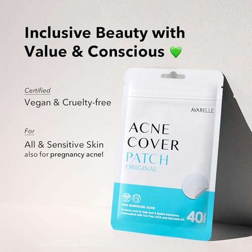 AVARELLE Acne Cover Patches, FSA HSA Eligible Hydrocolloid Pimple Patches for Face with Tea Tree Oil,