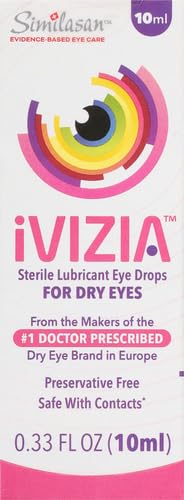 iVIZIA Sterile Lubricant Eye Drops for Dry Eyes, Preservative-Free, Moisturizing, Dry Eye Relief, Contact Lens Friendly, 0.33 fl oz Bottle