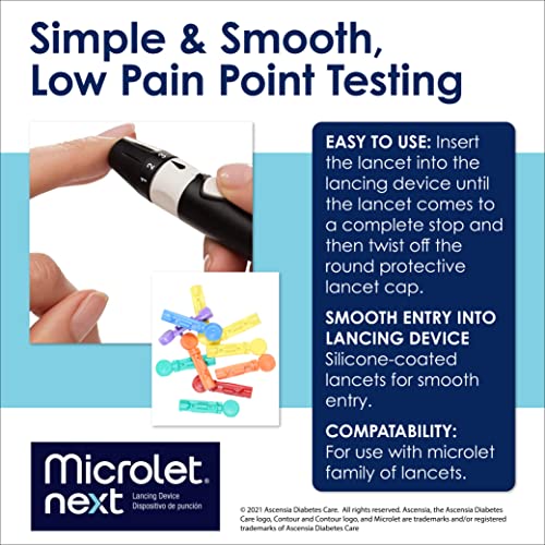 Ascensia MICROLET Lancets for Glucose Blood Testing, Multi-Colored, 100 Count