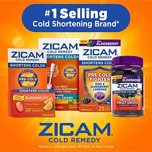 Zicam Cold Remedy Zinc Rapidmelts, Citrus Flavor, 25 Count (Pack of 1)