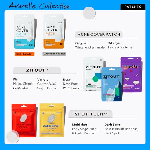 AVARELLE Acne Cover Patches, FSA HSA Eligible Hydrocolloid Pimple Patches for Face with Tea Tree Oil,