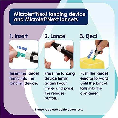 Ascensia MICROLET Lancets for Glucose Blood Testing, Multi-Colored, 100 Count